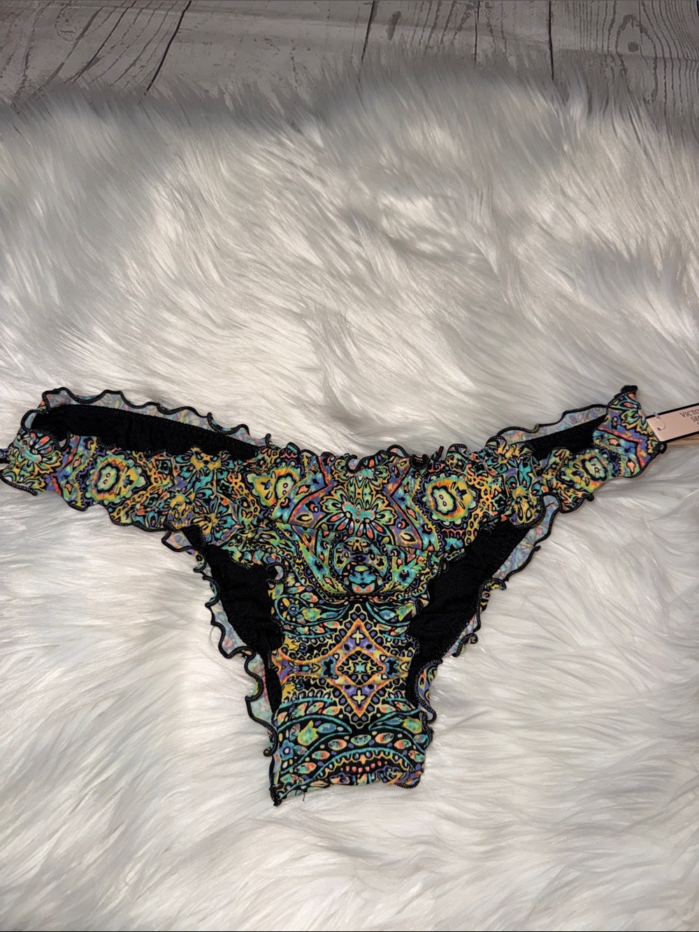 Victoria's Secret the Itsy Ruffle Multicolor Paisley Bikini Bottoms